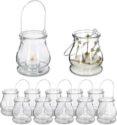 Relaxdays Suporturi transparente pentru lumânări tip pastilă Relaxdays, set de 12 (10074216) Pahar
