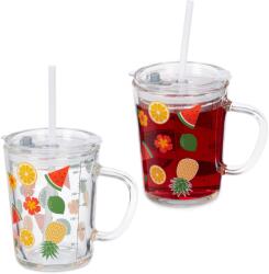 Relaxdays Set de 2 pahare Relaxdays pentru copii cu motiv de fructe (10083508) Pahar