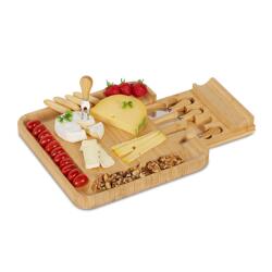 Relaxdays Platou de brânzeturi Relaxdays din bambus cu set de 4 tacâmuri (10085752) Tava