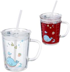 Relaxdays Set de 2 ochelari Relaxdays pentru copii cu motiv de balenă (10083475) Pahar