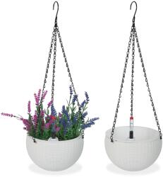 Relaxdays Coș suspendat pentru flori Relaxdays cu rezervor de apă, set de 2 (10100852)