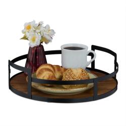 Relaxdays Tavă rotundă Relaxdays din lemn și metal (10113930) Tava