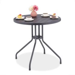 Relaxdays Masă rotundă de grădină Relaxdays cu aspect de lemn (10085423)