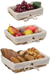 Relaxdays Set Relaxdays de 3 coșuri de pâine cu inserție din material textil (10104783)