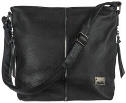 Lida Fényes csíkos fekete műbőr női oldaltáska Lida (5018 black)