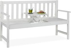 Relaxdays Bancă de grădină Relaxdays albă cu masă (10075250)