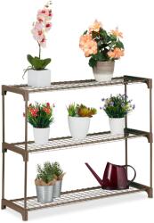 Relaxdays Suport pentru flori din metal maro Relaxdays cu 3 niveluri (10116240)