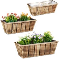 Relaxdays Set de 3 cutii de flori din lemn Relaxdays (10067519)
