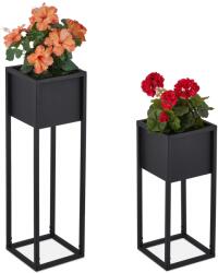 Relaxdays Suporturi metalice pentru flori Relaxdays, set de 2, negru (10074671)