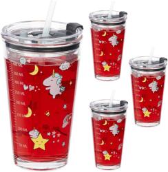 Relaxdays Set de 4 ochelari pentru copii Relaxdays cu motiv de unicorn (10083702) Pahar