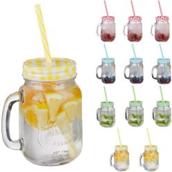 Relaxdays Pahare colorate Relaxdays cu capac, set de 12 (10087239) Pahar