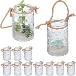 Relaxdays Suporturi pentru lumânări tip pastilă Relaxdays Vintage, set de 12 (10087275) Pahar