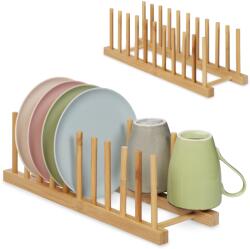 Relaxdays Set Relaxdays de 2 suporturi pentru farfurii din bambus (10086035) Uscator vase