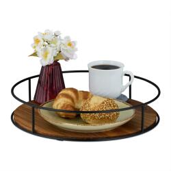 Relaxdays Tavă rotundă Relaxdays cu margine metalică (10114010) Tava