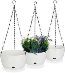 Relaxdays Coșuri suspendate pentru flori Relaxdays cu rezervor de apă, set de 3 (10100843)
