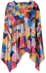 Shopika Esarfa dreptunghiulara premium cu doua fete, din matase, cu imprimeu multicolor abstract
