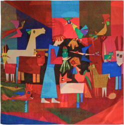 Shopika Esarfa premium din matase cu dubla fata, imprimeu in stil cubist Picasso