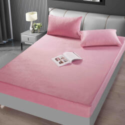 Jojo Home Husa de Pat din Catifea cu Elastic si 2 Fete de Perna 50x70cm, 180x200cm, Roz-D130 (D130)