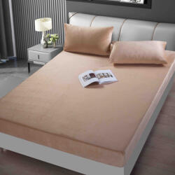 Jojo Home Husa de Pat din Catifea cu Elastic si 2 Fete de Perna 50x70cm, 180x200cm, Bej-D129 (D129)