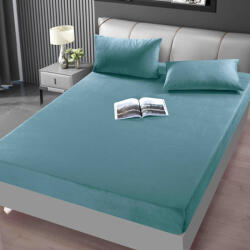Jojo Home Husa de Pat din Catifea cu Elastic si 2 Fete de Perna 50x70cm, 180x200cm, Turcoaz-D128 (D128)