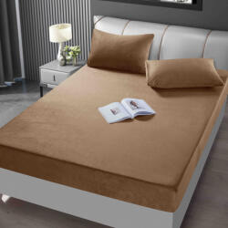 Jojo Home Husa de Pat din Catifea cu Elastic si 2 Fete de Perna 50x70cm, 180x200cm, Maro-D131 (D131)