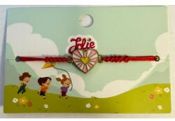 Flippy Martisor Bratara pentru Copii, Jolie, Model Inima, din Metal Auriu cu Snur Impletit Rosu, Roz (teo-134944)