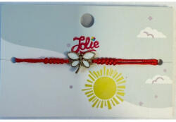 Flippy Martisor Bratara pentru Copii, Jolie, Model Libelula, din Metal Auriu cu Snur Impletit Rosu, Alb (teo-134940)