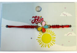 Flippy Martisor Bratara pentru Copii, Jolie, Model Floare, din Metal Auriu cu Snur Impletit Rosu, Multicolor (teo-134938)