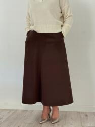  Csokoládébarna A-vonalú, hosszú gyapjúszoknya