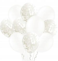 Party Deco Lufik 12 inch fehér konfettivel 20db