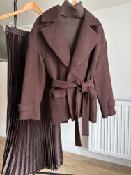  Női gomb nélküli félkabát övvel, gyapjú, L, elegáns
