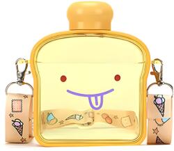 Teno Teno® Kids kulacs, pirítós alakú, BPA-mentes, szivárgásmentes, könnyen tisztítható, állítható pánttal, gyerekeknek, 380 ml, sárga (TENO1717)