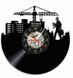 Ceas de perete din disc de vinil, Model Arhitect, Negru, 30 cm