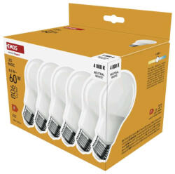 EMOS EMOS ZL5F48.6, LED izzó Basic A60 / E27 / 8, 8 W (60 W) / 806 lm / Természetes fehér (ZL5F48-6)