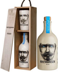 KNUT HANSEN Dry Gin 42% 0,5 l - 1 pohárral, fa díszdobozban