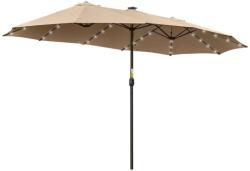  Kerti napernyő, napelemes LED, téglalap alakú, khaki, 265x450 cm