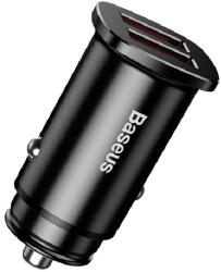 Baseus SQUARE autós töltő 2 USB aljzat (30W, PD gyorstöltő 3.0) FEKETE