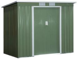  Kerti fészer szerszámok tárolására, alapszerkezettel együtt, acél, zöld, 213x130x173 cm