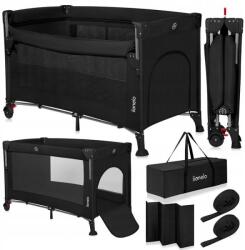 Lionelo Patut Pliabil Lionelo Ellen Intrare Laterala cu Fermoar Saltea Pliabila Geanta Transport 0 - 3 Ani Maxim 15KG 120x60CM Negru (LO-ELLEN_BLACK_CARBON)