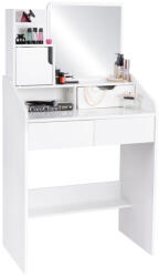 Funfit Masă de toaletă modernă Funfit cu oglindă și 4 sertare - Alb (4546)