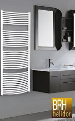 BRH Helidor 600x1490 mm-es (600x1500) fürdőszobai törölközőszárítós radiátor / törölközőszárító, 60x149 cm-es, íves kivitel, fehér színű, kötéstávolság: 550 mm, BRH-110 / BRH 110