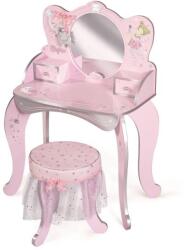 DECUEVAS 55534 Fa fésülködő asztal tükörrel, fa székkel és kiegészítőivel (MA6-55534)