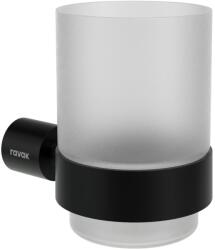 Ravak X07P1354 Fold FD 210.20BLM pohártartó üvegpohárral, matt fekete (X07P1354)