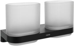 Ravak X07P1378 Chrome CR II 220.20BLM pohártartó üvegpoharakkal, matt fekete (X07P1378)