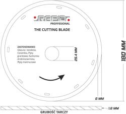  RAPID gyémánt vágókorong folyamatos vágóélű csempe/kerámia/márvány 180x1, 6x25, 4 mm M08715 (M08715)