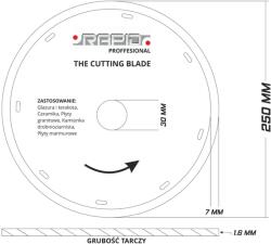  RAPID gyémánt vágókorong folyamatos vágóélű csempe/kerámia/márvány 250x1, 6x30 mm M08717 (M08717)