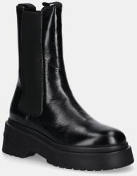 Tommy Jeans bőr csizma CHUNKY SHINY LEATHER CHELSEA - fekete Női 37