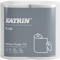 Katrin Papírtörlő konyhai 2 rétegű átmérő: 13, 4 cm 110 lap/24 méter/tekercs 2 tekercs/csomag Plus Katrin_89673 fehér (89673) - tintasziget