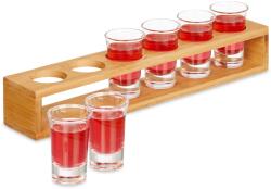 Relaxdays Placă de shot-uri Relaxdays din bambus cu 6 pahare (10090163) Pahar