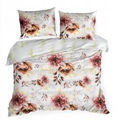 Eurofirany Mikroszálas ágyneműhuzat 160x200 Lea virágok levelek fehér hanga zöld D91 (5903571655479)